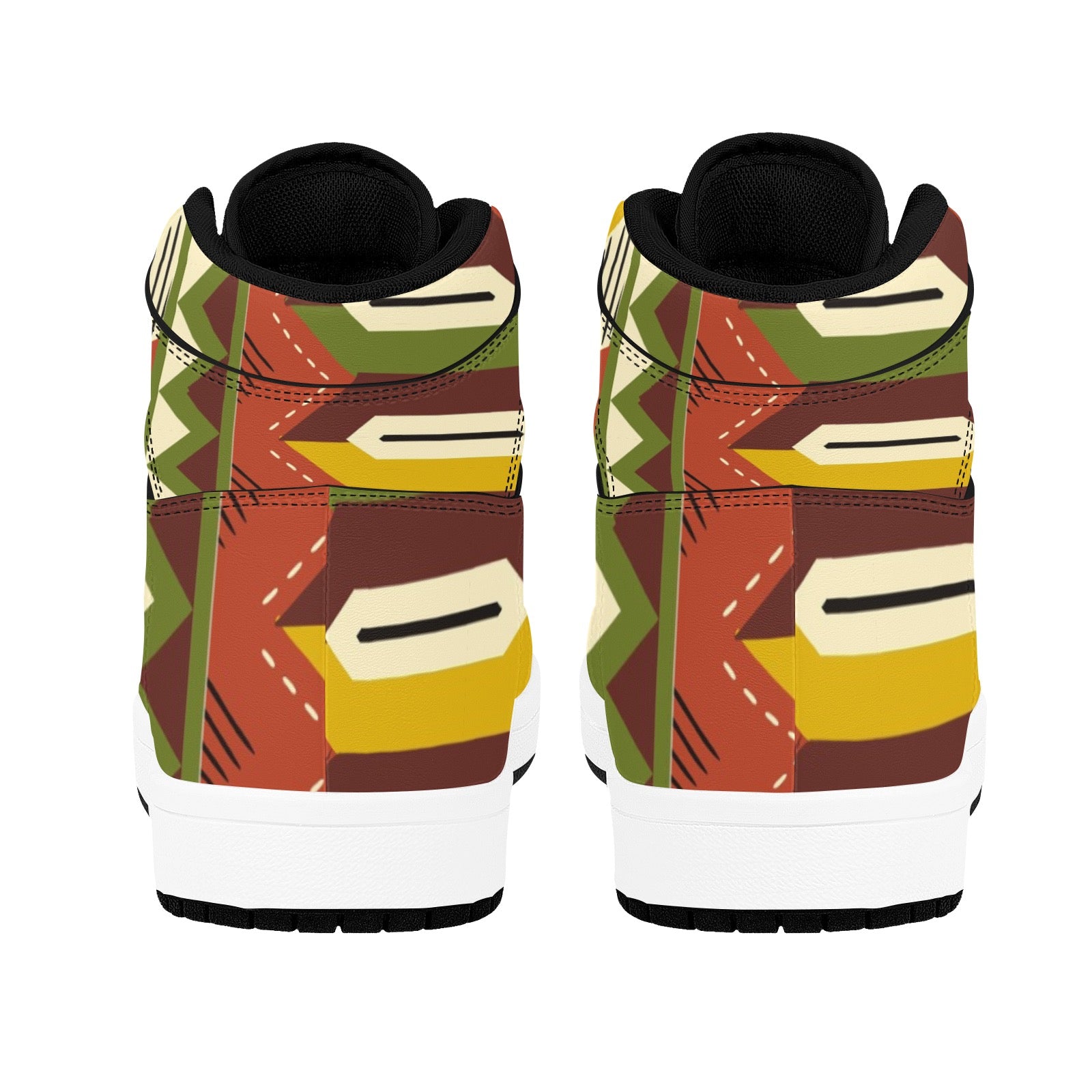 Men’s African Print High Top Sneakers – Bold Tribal Pattern Streetwear Shoes (2)