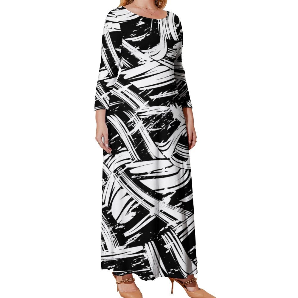 Women's Plus Size Loose Crew Neck Long Sleeve Dress