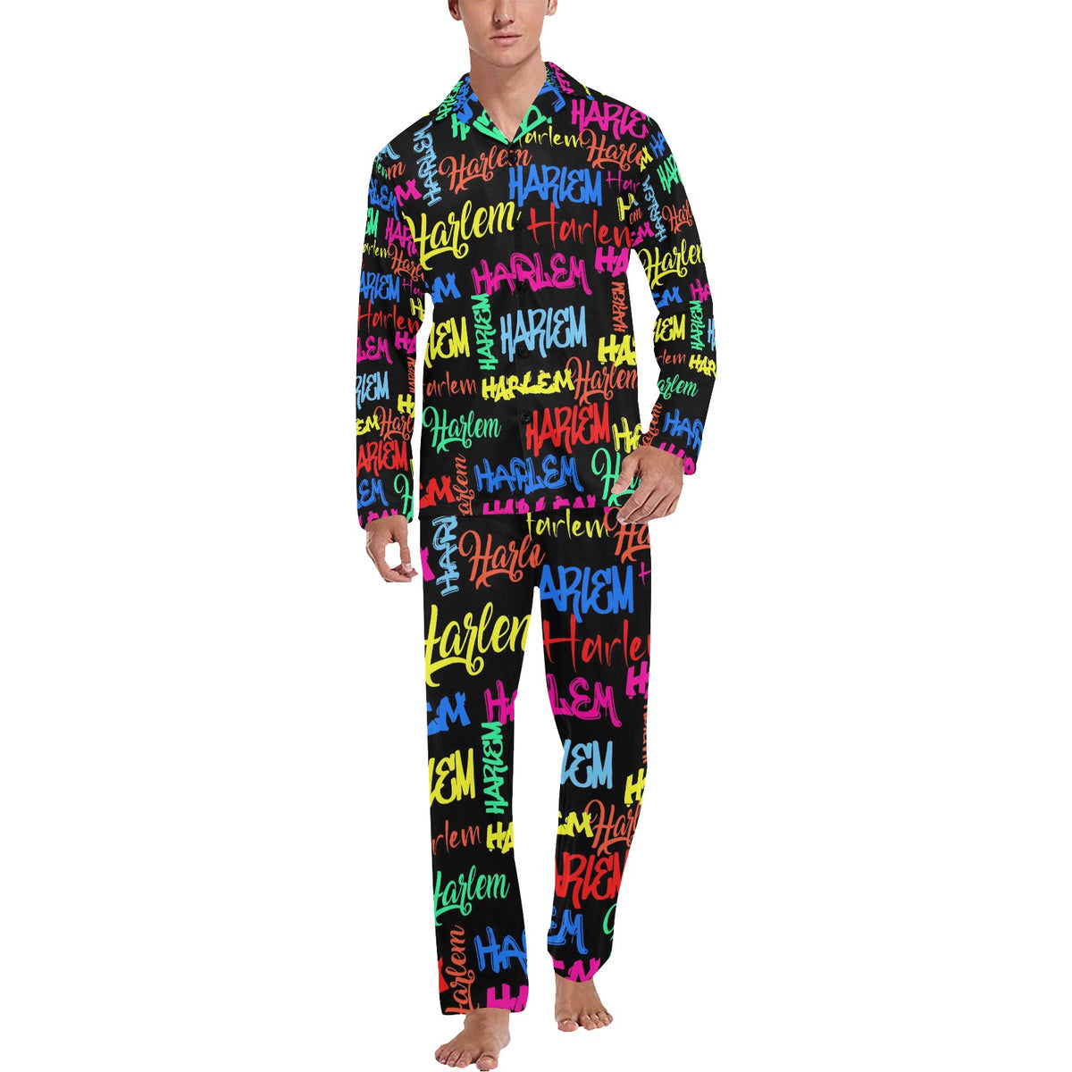 Men's V-Neck Long Pajama Set