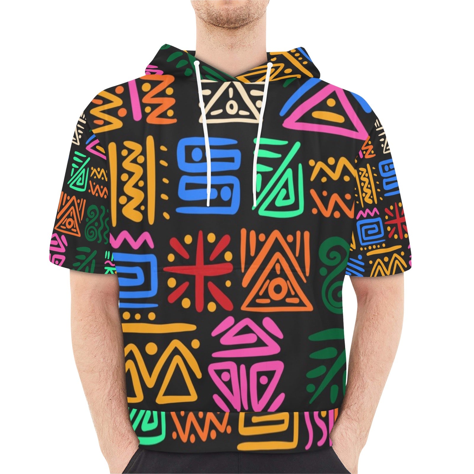 Men's Short Sleeve Fleece Hoodie (H54)