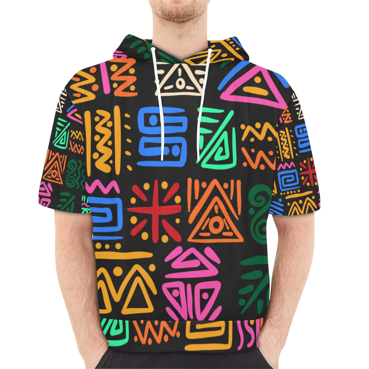 Men's Short Sleeve Fleece Hoodie (H54)
