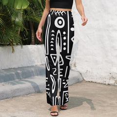 AfroCentrc Pattern  Black culture Black History Harlem Renaissance LP Flared Pants ( Harlem Print Magic)