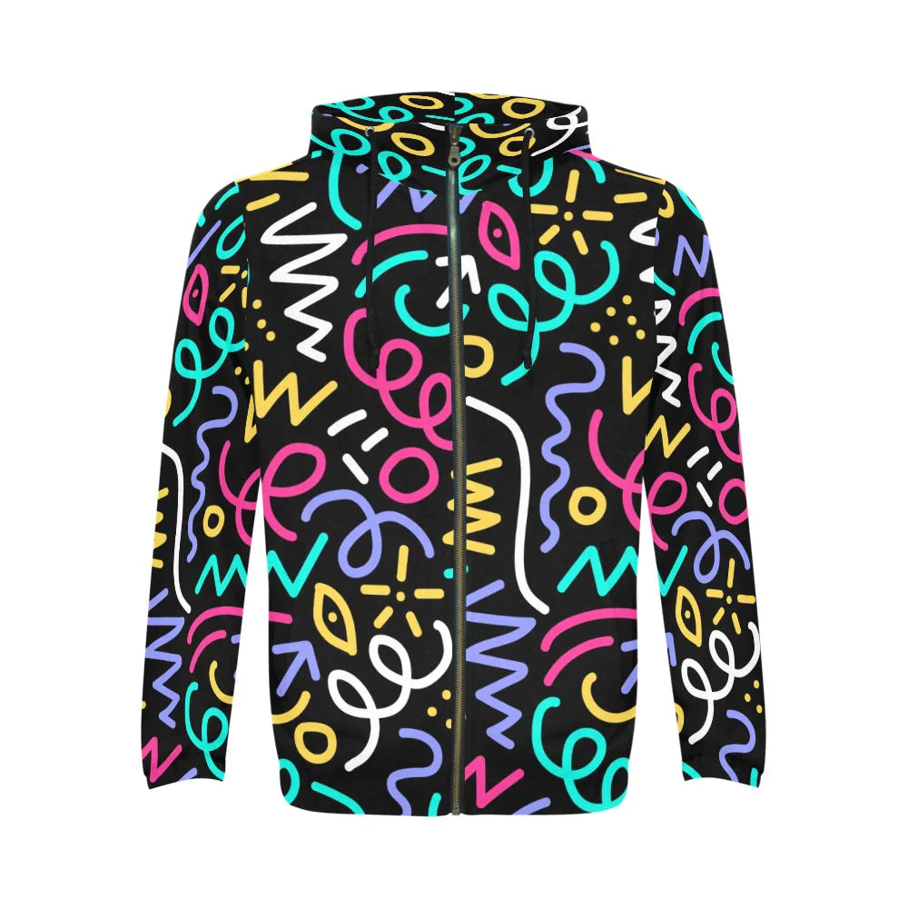 Men’s All Over Print Full-Zip Hoodie (Model H14)