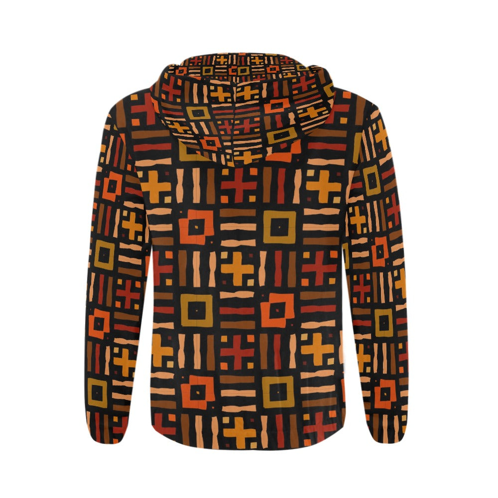 Men’s African Print Full Zip Hoodie – All-Over Tribal Pattern Fashion Jacket (5)