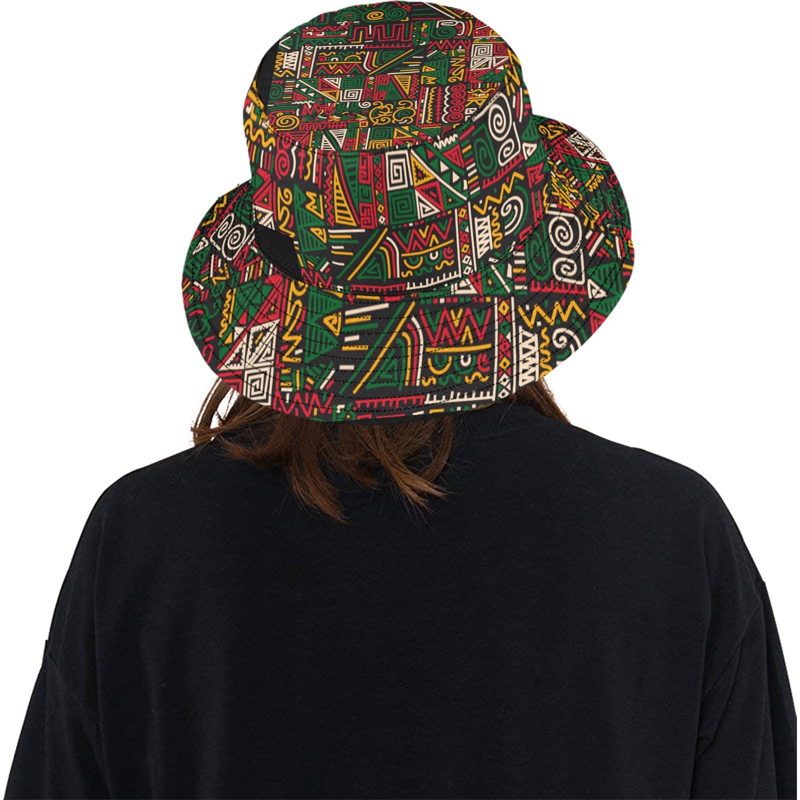 AfroCentrc Pattern  Black culture Black History Harlem RenaissanceUnisex Summer Bucket Hat (Harlem Print Magic)