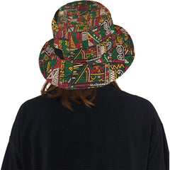 AfroCentrc Pattern  Black culture Black History Harlem RenaissanceUnisex Summer Bucket Hat (Harlem Print Magic)