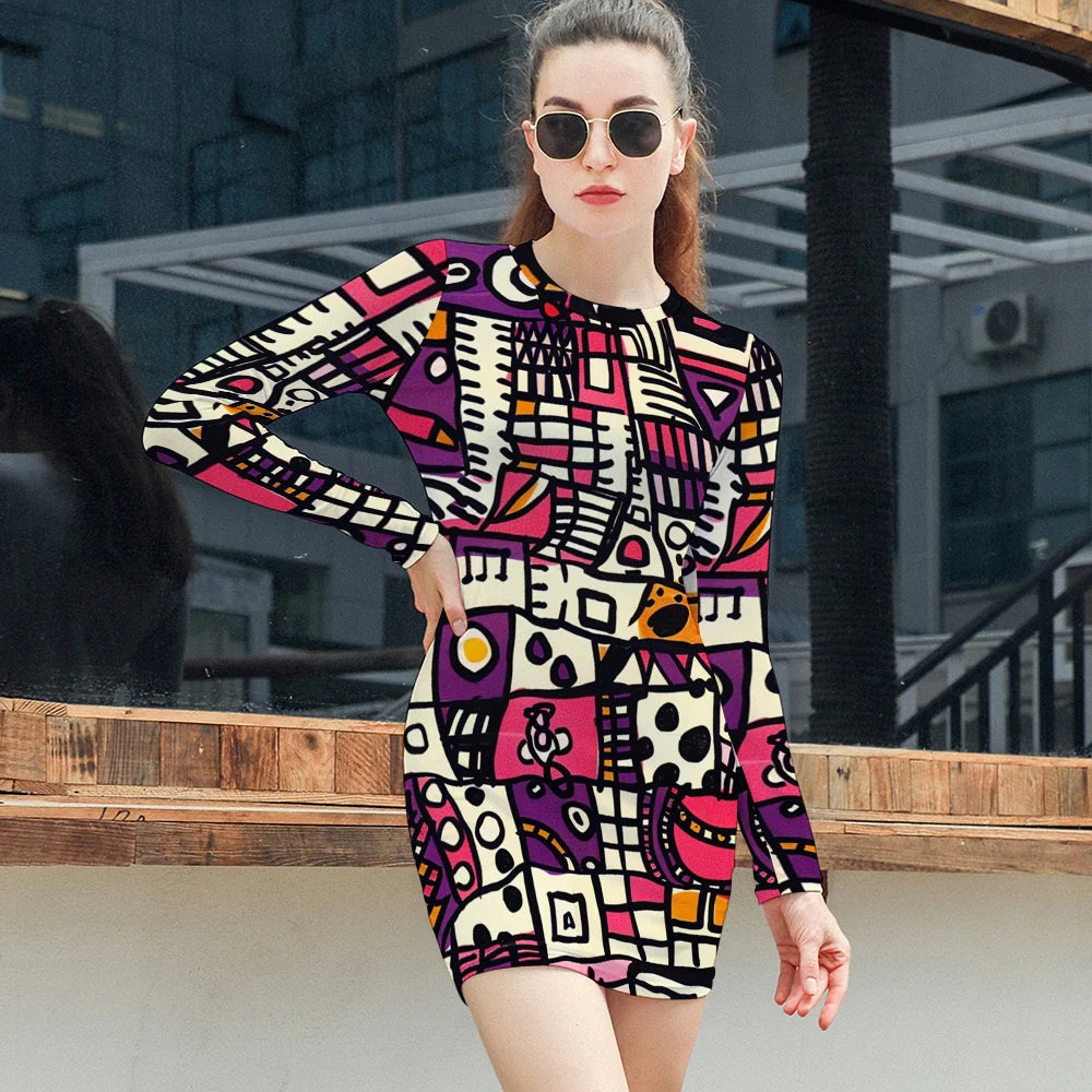 Robe moulante élégante à manches longues pour femme