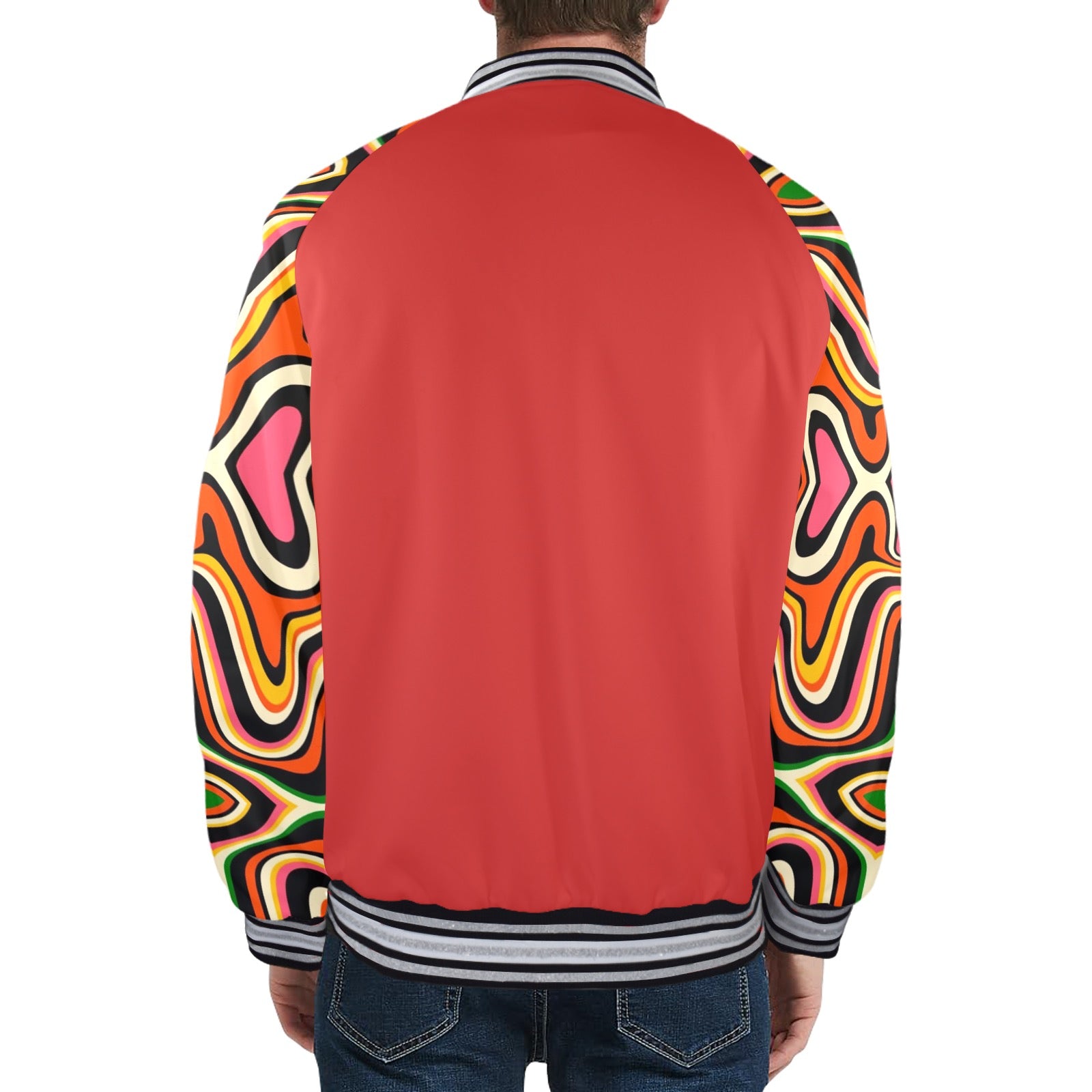 New Men's Striped Trim Bomber Jacket