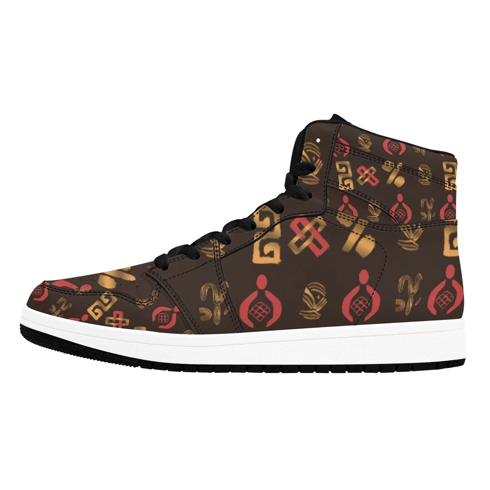 Men’s African Print High Top Sneakers – Bold Tribal Pattern Streetwear Shoes (2)
