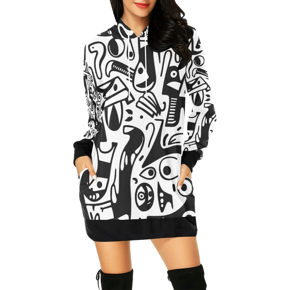 Women's All Over Print Hoodie Mini Dress (H27)