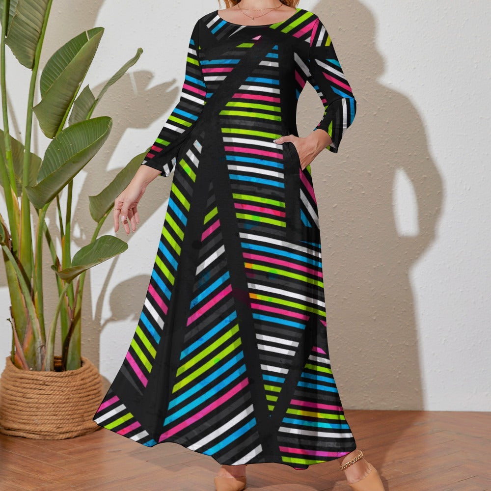 Women's Plus Size Loose Crew Neck Long Sleeve Dress