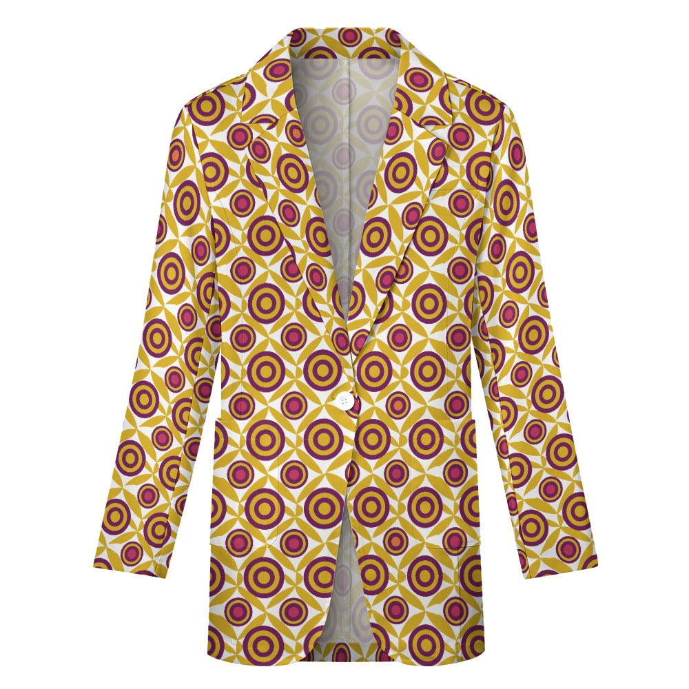 Veste blazer pour femme à imprimé géométrique afro-centrique