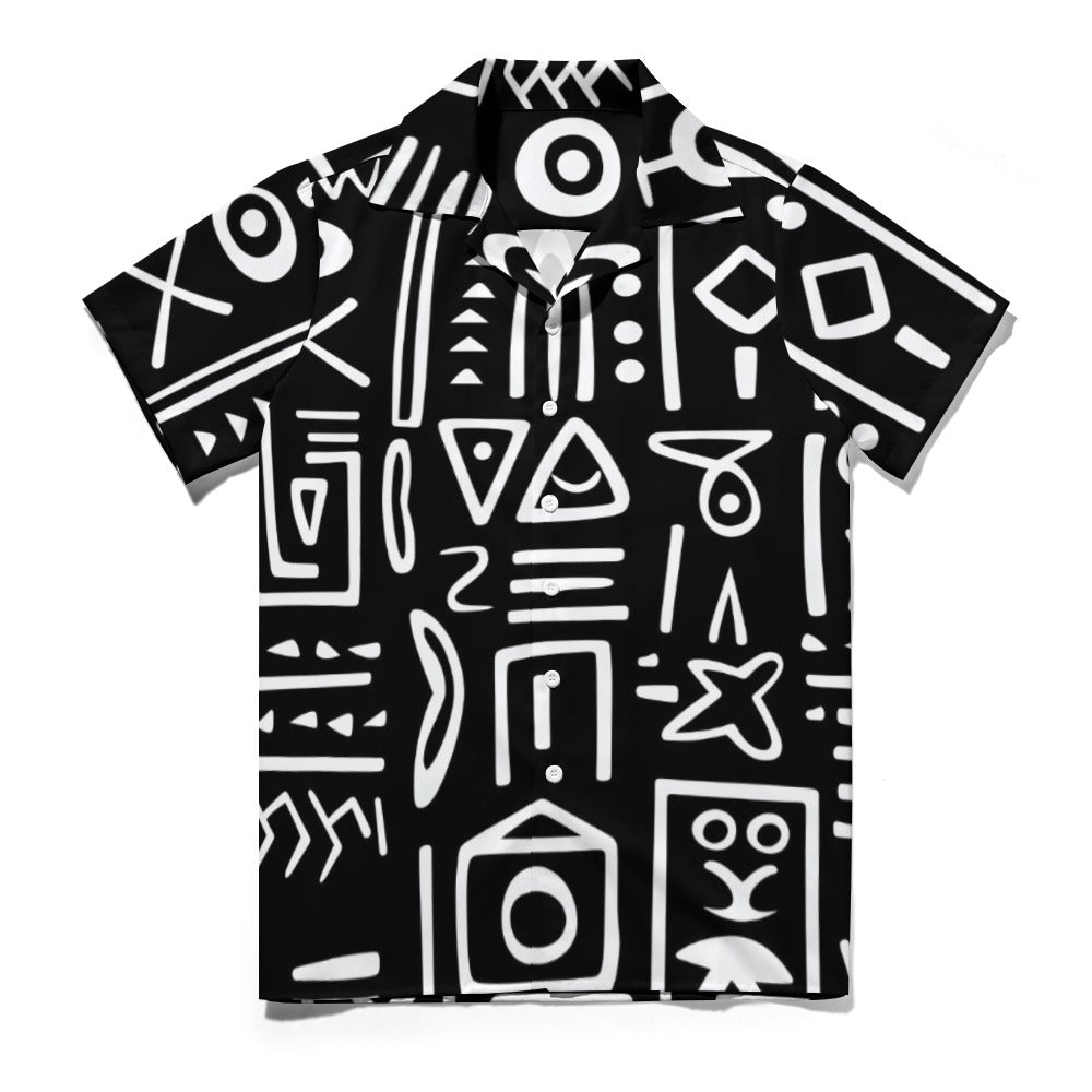 AfroCentrc Pattern  Black culture Black History Harlem Renaissance Cuban collar shirt ( Harlem Print Magic)
