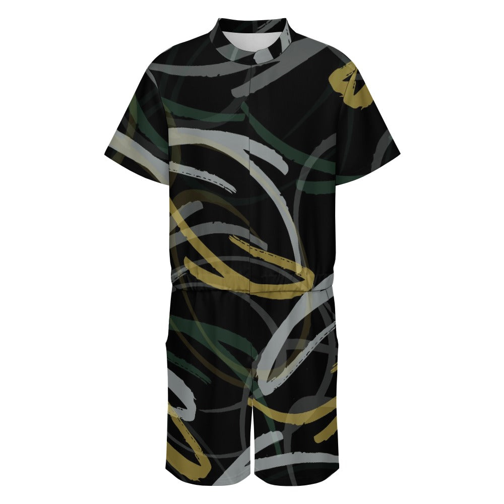 Men's one piece jumpsuit Short sleeved jumpsuit