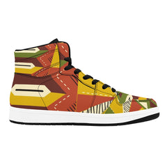 Men’s African Print High Top Sneakers – Bold Tribal Pattern Streetwear Shoes (2)