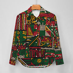 AfroCentrc Pattern  Black culture Black History Harlem Renaissance Women's long sleeved lining ( Harlem Print Magic)