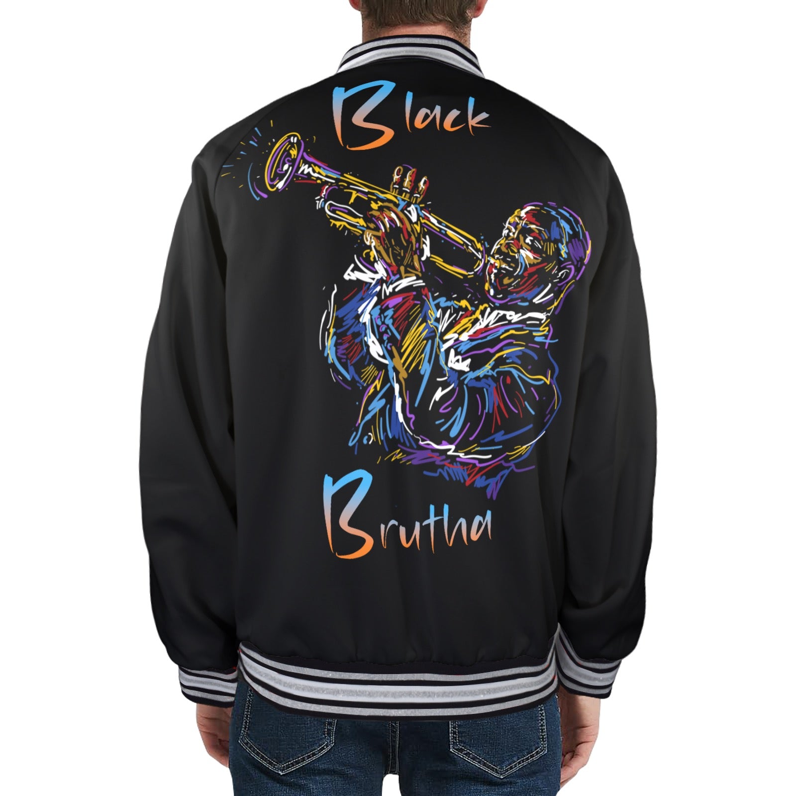 New Men's Striped Trim Bomber Jacket