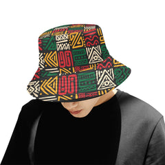 AfroCentrc Pattern  Black culture Black History Harlem RenaissanceUnisex Summer Bucket Hat ( Harlem Print Magic)