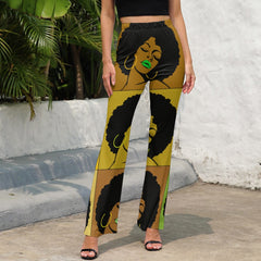 AfroCentrc Pattern  Black culture Black History Harlem Renaissance LP Flared Pants( Harlem Print Magic)