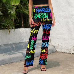 AfroCentrc Pattern  Black culture Black History Harlem Renaissance LP Flared Pants  ( Harlem Print Magic)