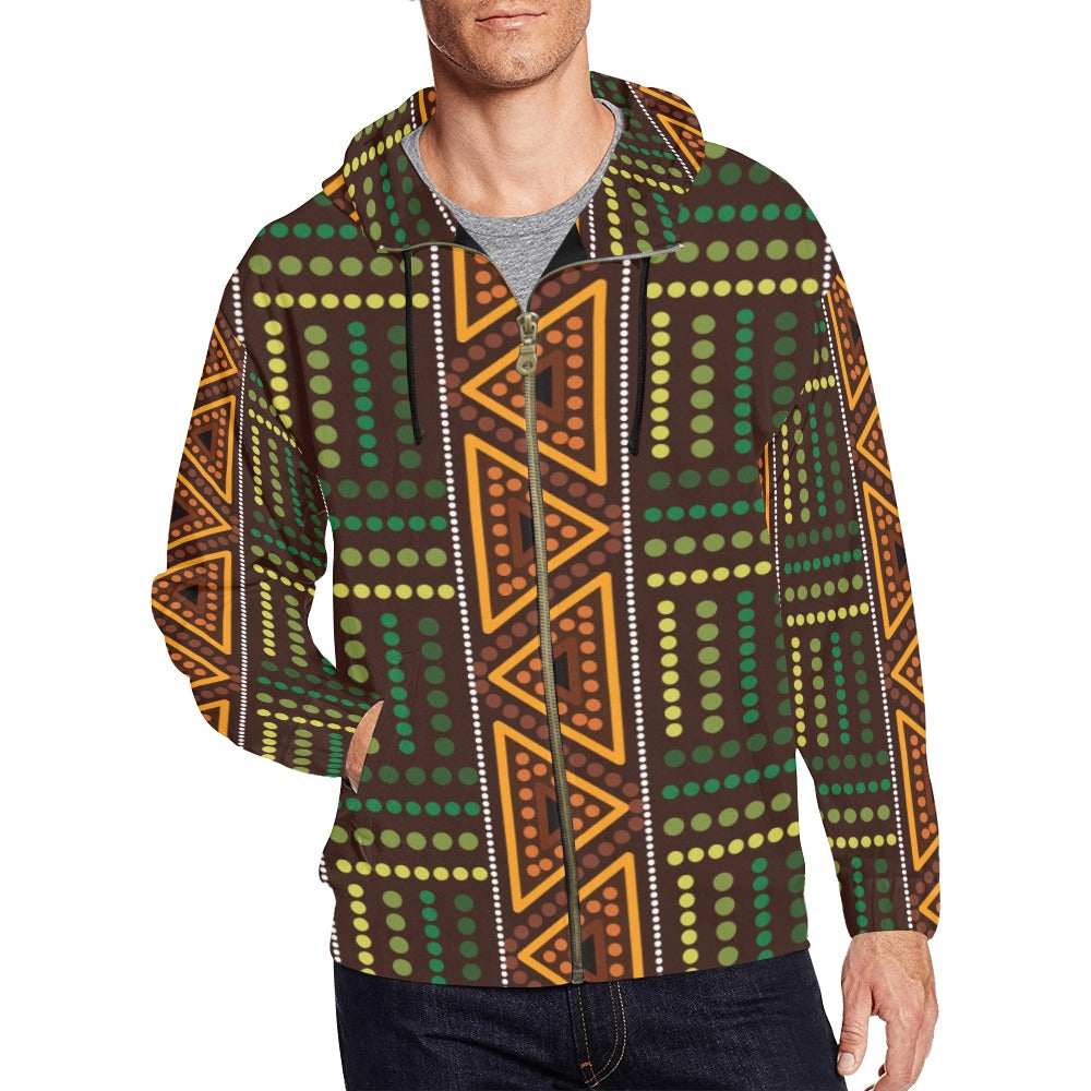 Men’s African Print Full Zip Hoodie – All-Over Tribal Pattern Fashion Jacket (4)