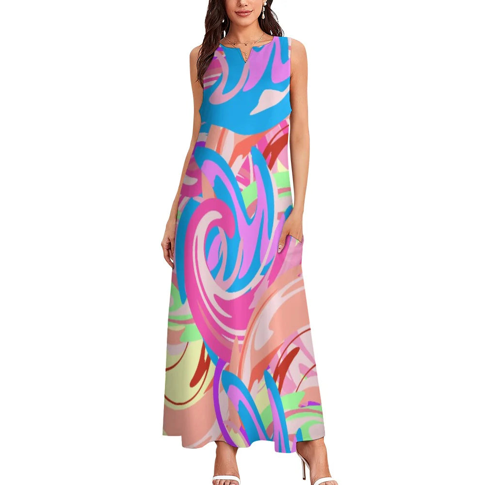 Women's Sleeveless V-Neck A-Line Dress