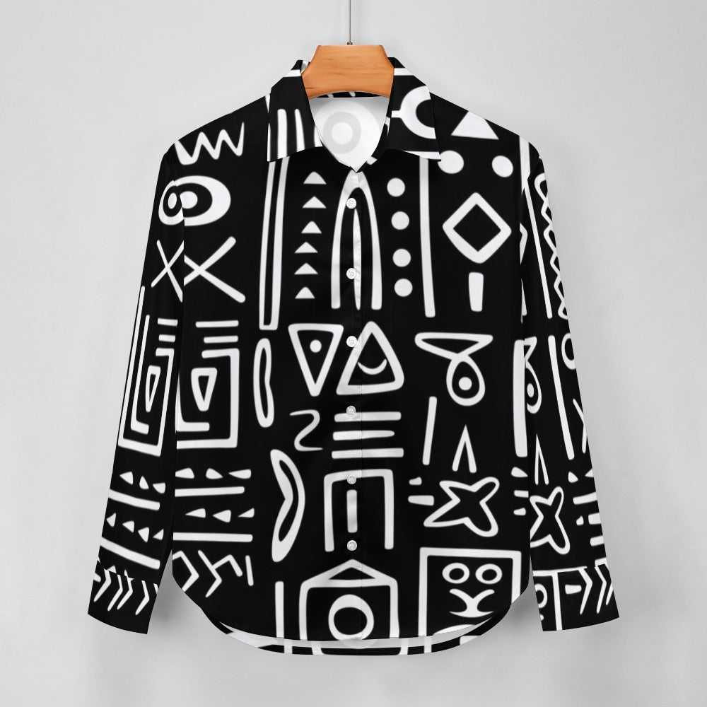 AfroCentrc Pattern  Black culture Black History Harlem Renaissance Women's long sleeved lining  ( Harlem Print Magic)
