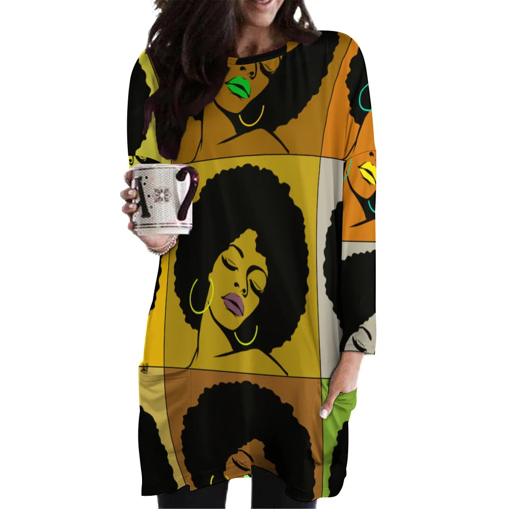 Women’s All Over Long Sleeve Mini Dress