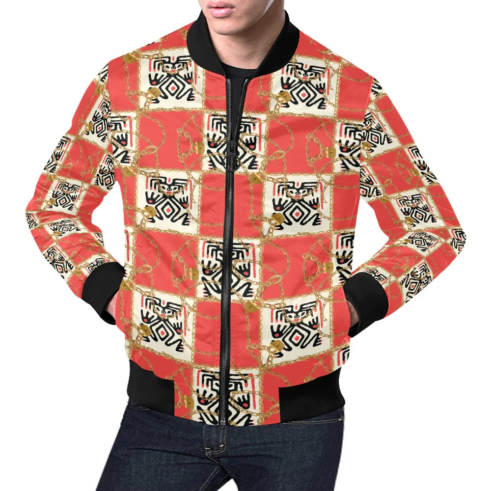 Men's All Over Print Casual Bomber Jacket