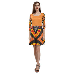 Women's 3/4 Sleeve Round Neck Sundress(Model D23)
