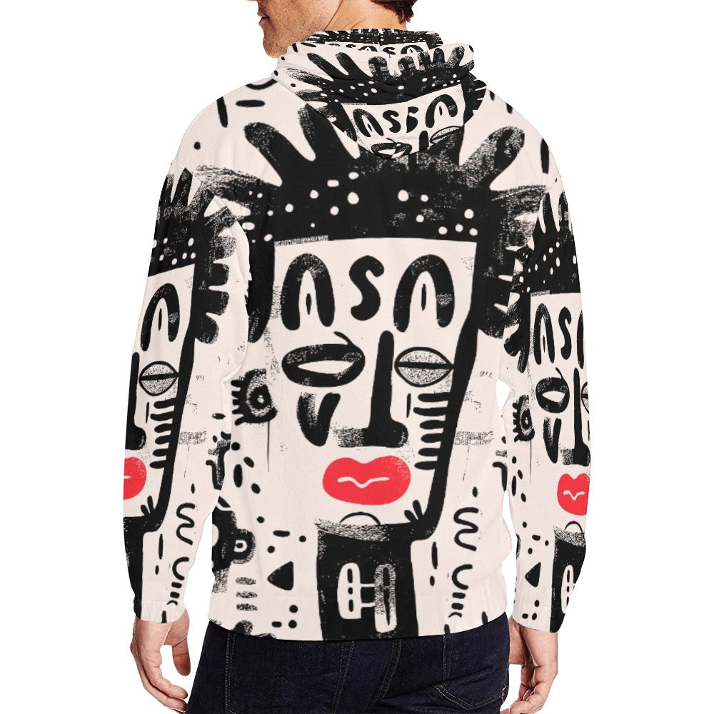 Men’s African Print Full Zip Hoodie – All-Over Tribal Pattern Fashion Jacket (3)