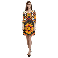 Women's 3/4 Sleeve Round Neck Sundress(Model D23)
