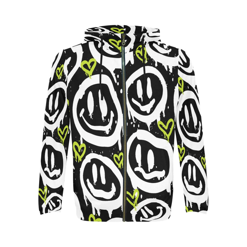 Men’s All Over Print Full-Zip Hoodie (Model H14)
