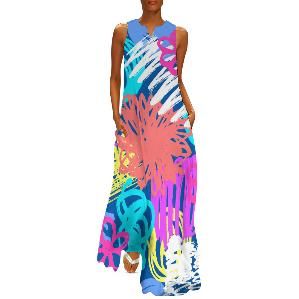 Women's Sleeveless V-Neck A-Line Dress