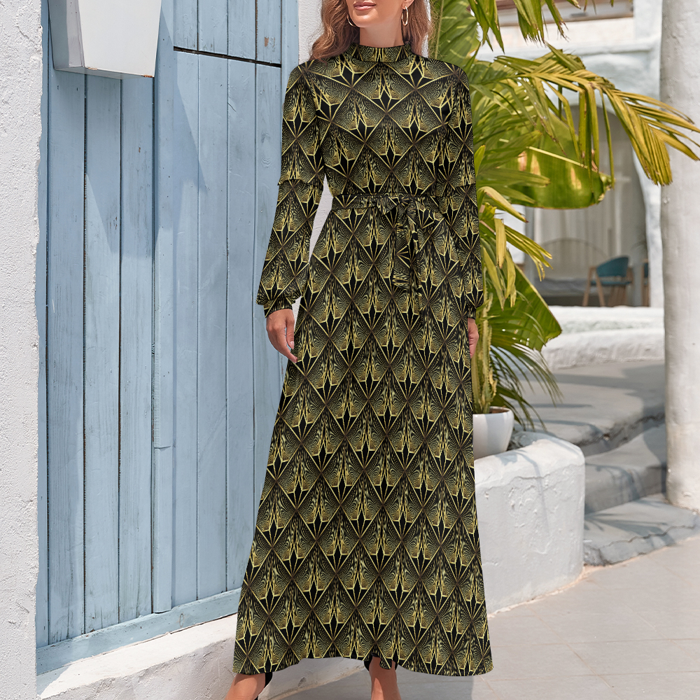 Women's Long Sleeve High Neck Dress