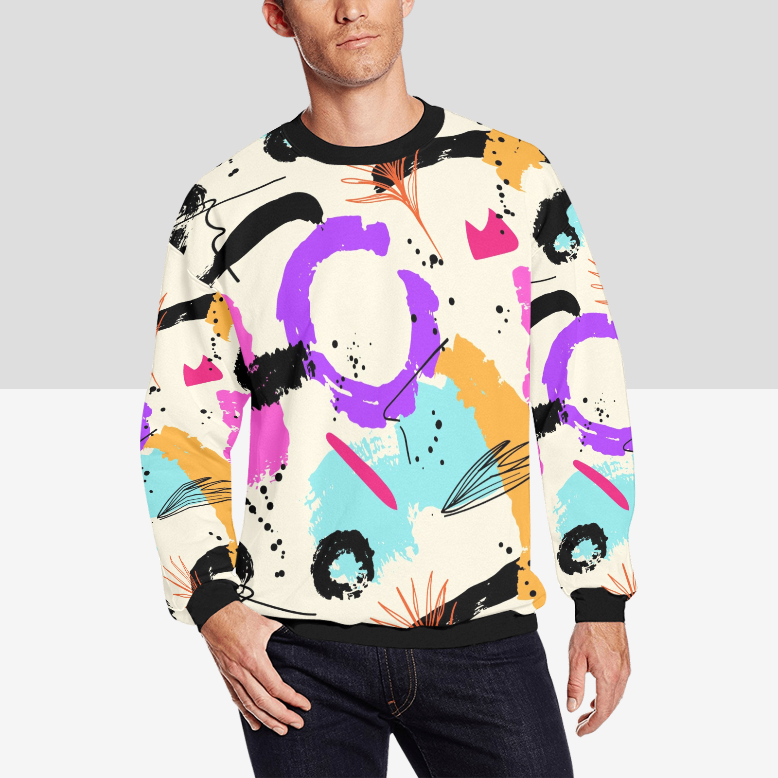 Men’s Afrocentric Harlem Renaissance All-Over Print Sweatshirt