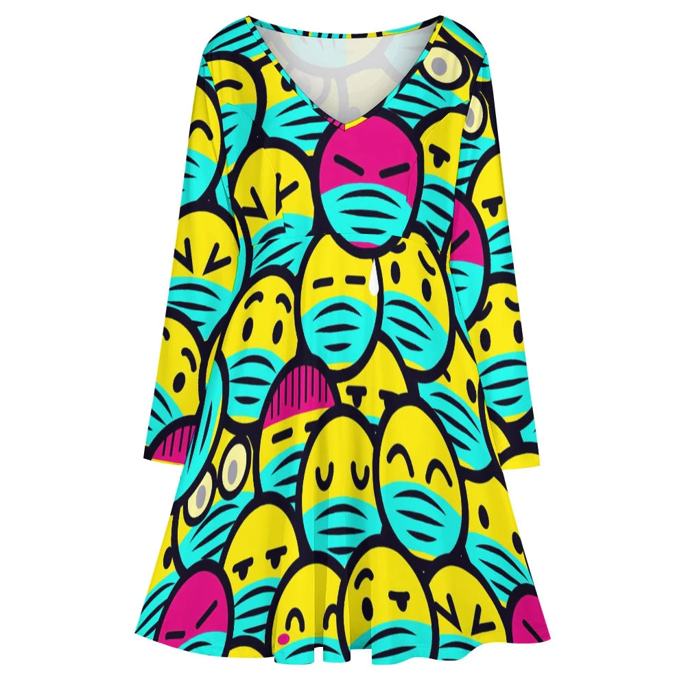 Women's Oversized Long Sleeve Skater Dress