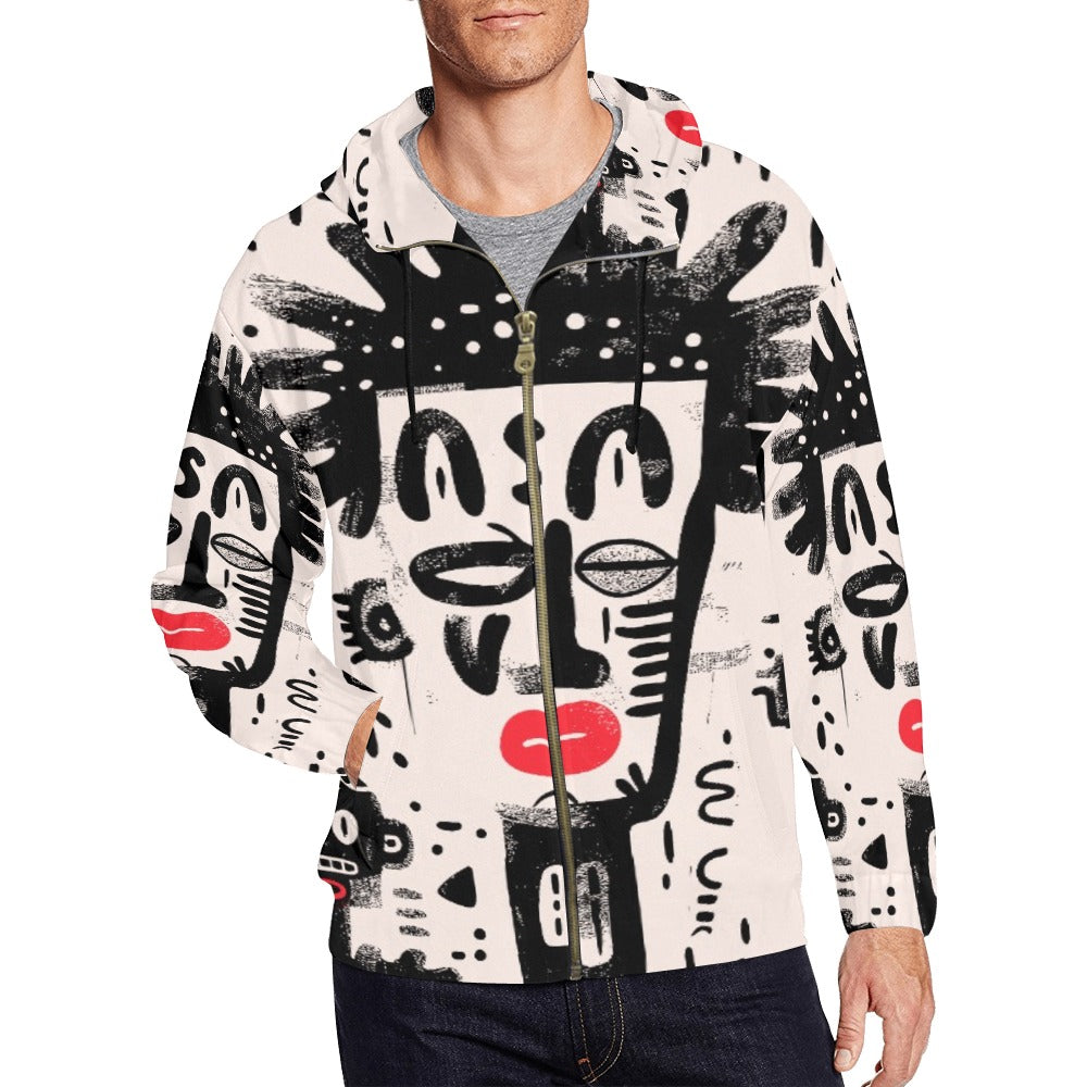 Men’s African Print Full Zip Hoodie – All-Over Tribal Pattern Fashion Jacket (3)