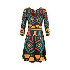 Women's 3/4 Sleeve Round Neck Sundress(Model D23)