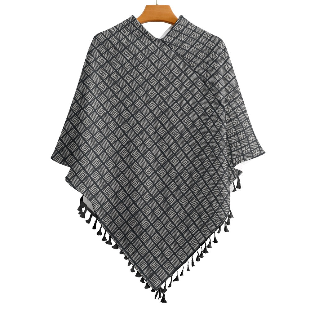 Knitted Cape With Fringed Edge