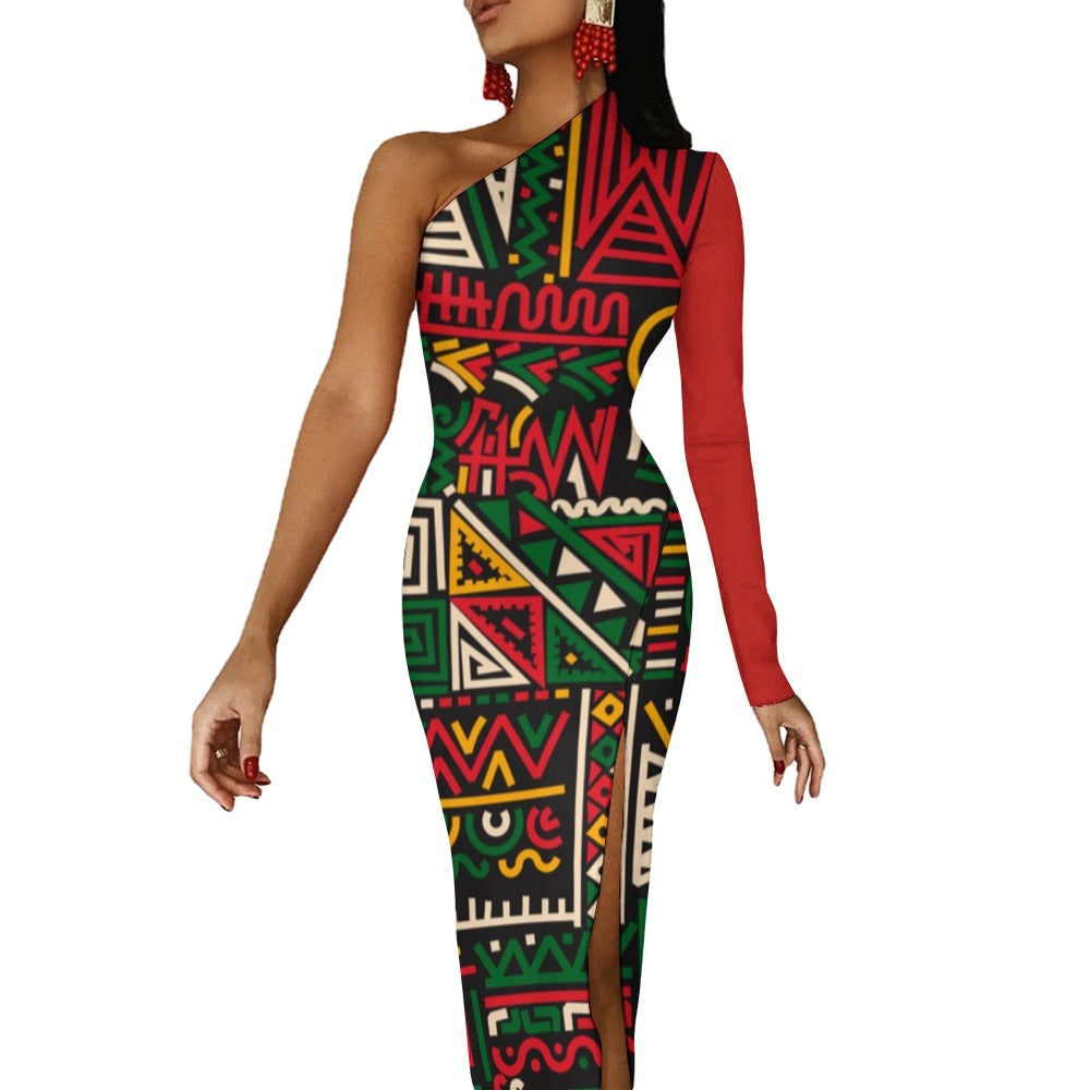 Half Sleeve Slit Dress