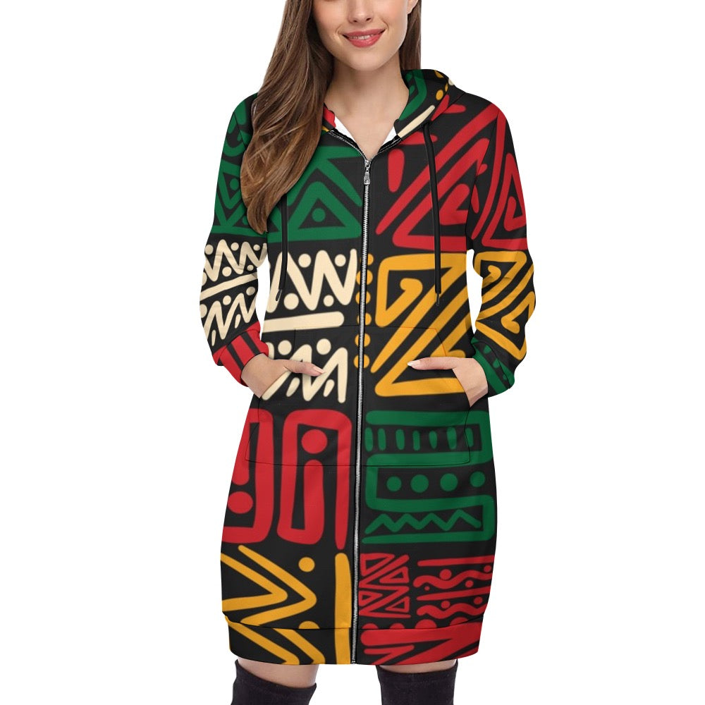 Women's full print long Hoodie