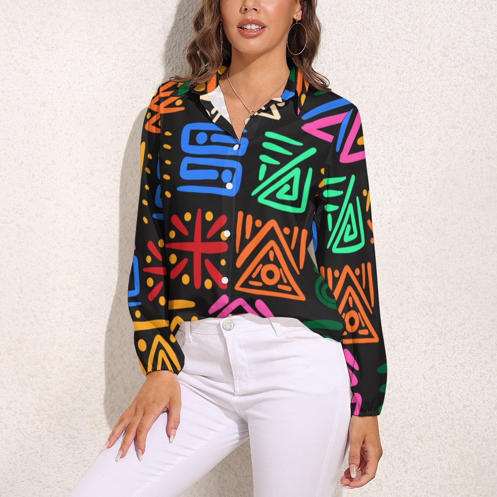 Vintage Casual Long Sleeve Shirt Top