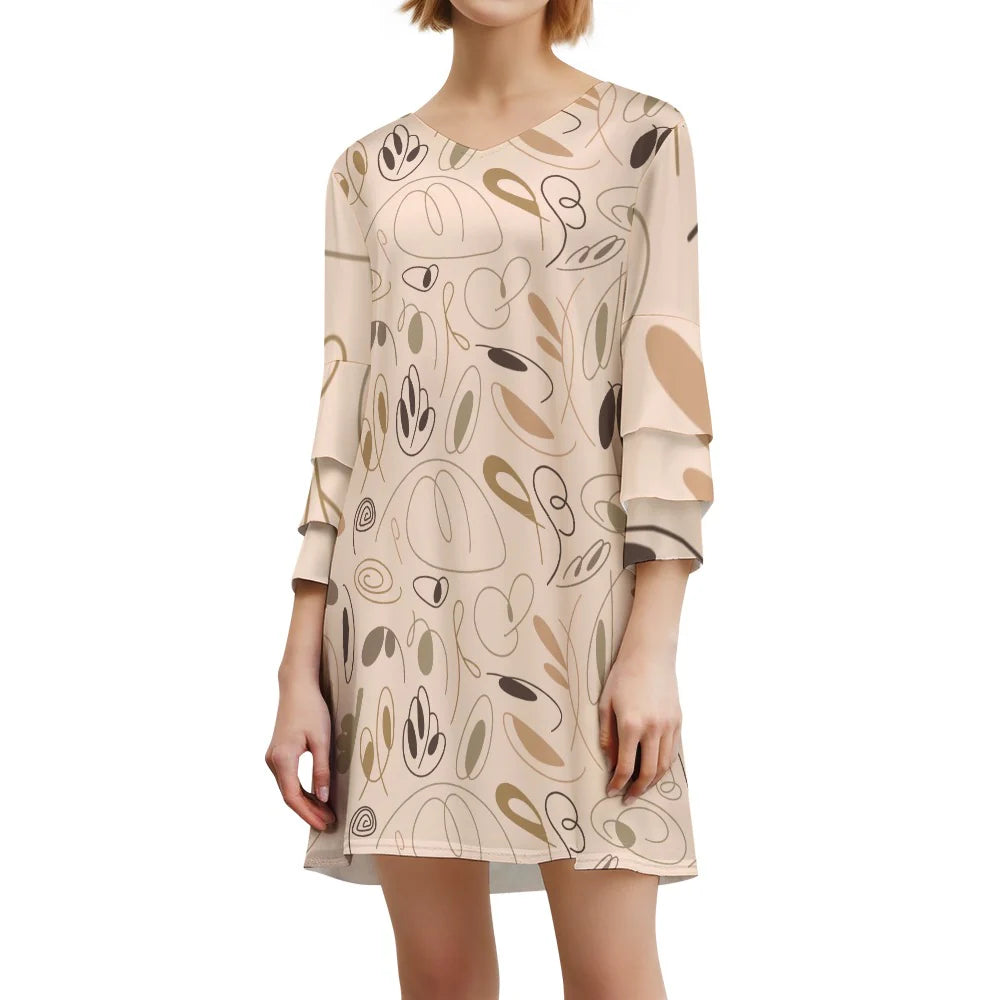 Lotus leaf sleeve dress