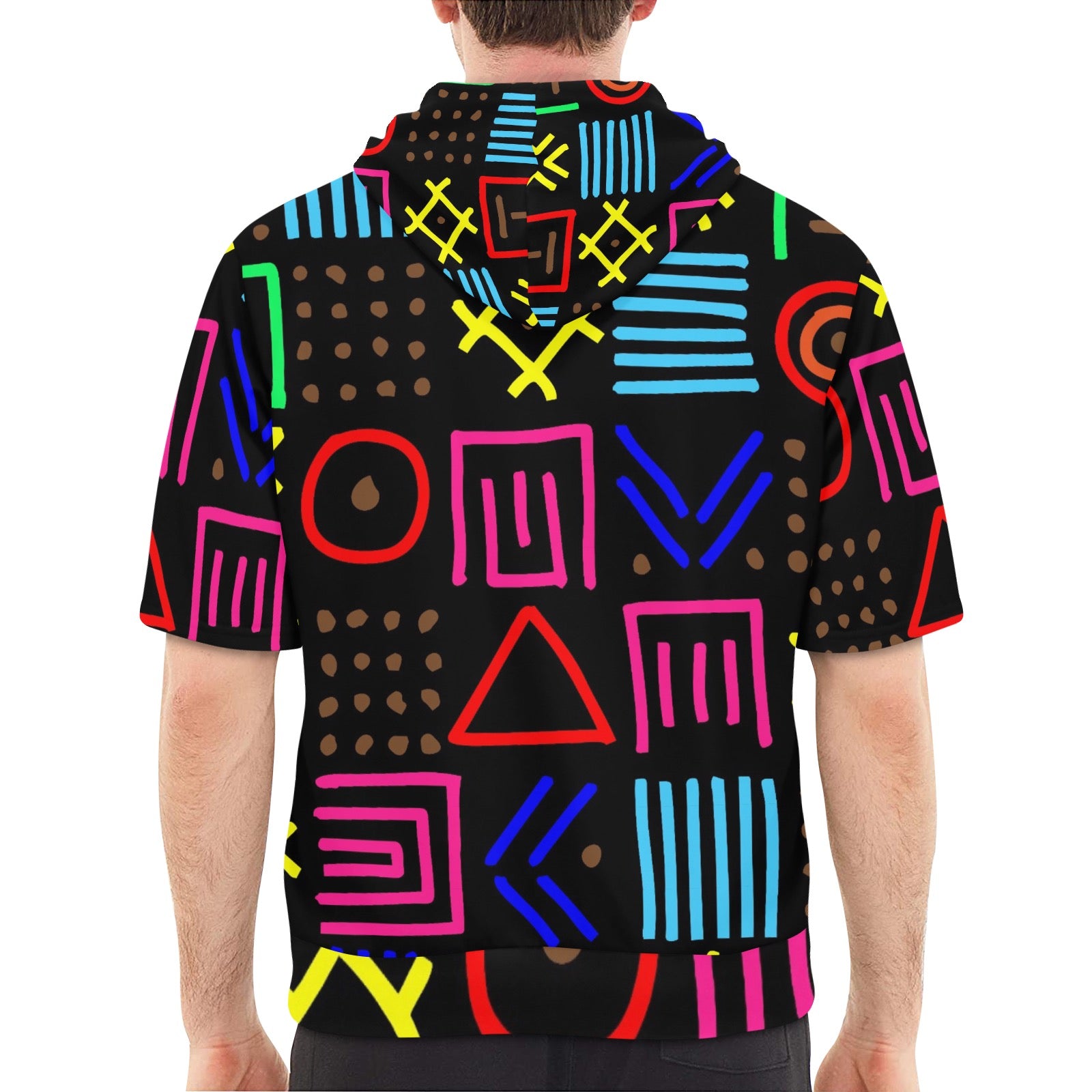 Men's Short Sleeve Fleece Hoodie (H54)