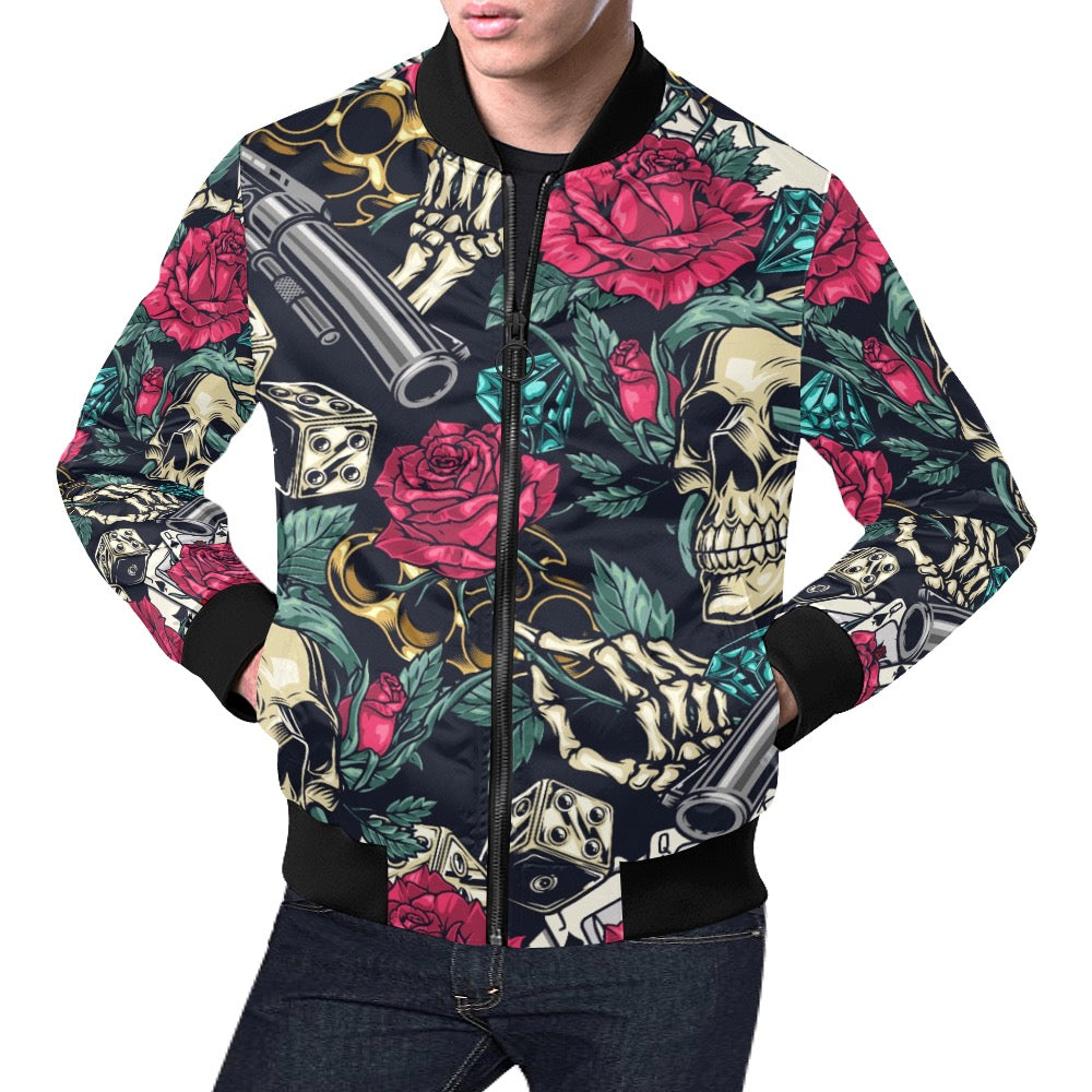 Men's All Over Print Casual Bomber Jacket