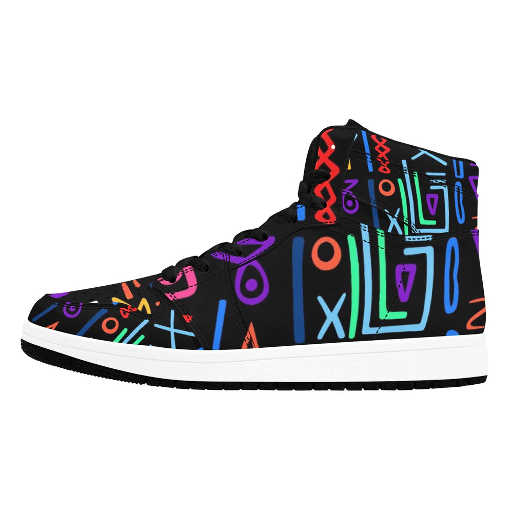 Men’s African Print High Top Sneakers – Bold Tribal Pattern Streetwear Shoes (2)