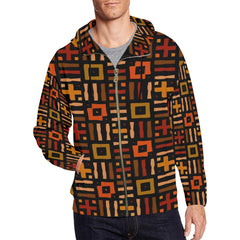 Men’s African Print Full Zip Hoodie – All-Over Tribal Pattern Fashion Jacket (5)