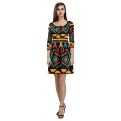 Women's 3/4 Sleeve Round Neck Sundress(Model D23)