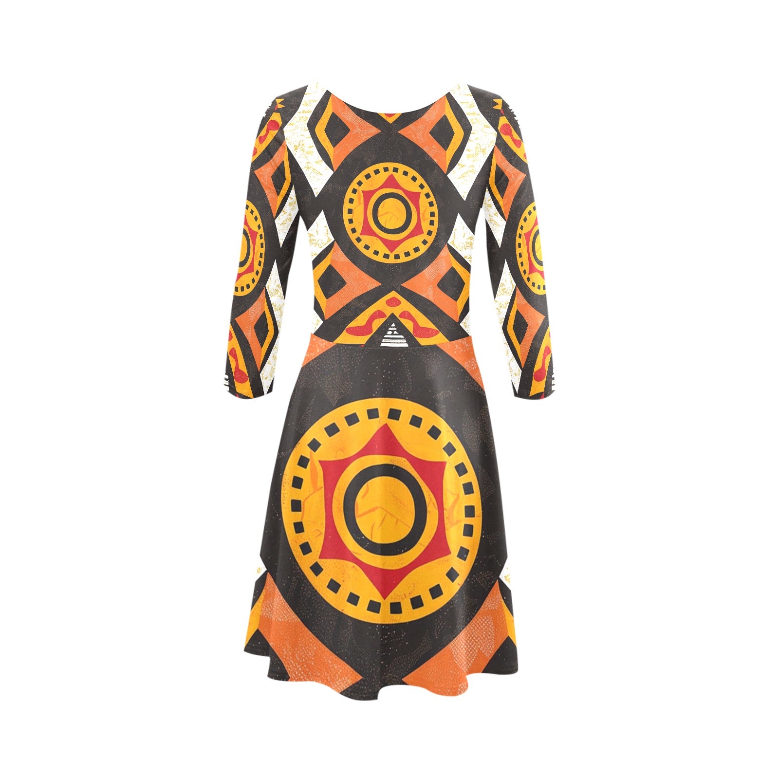 Women's 3/4 Sleeve Round Neck Sundress(Model D23)